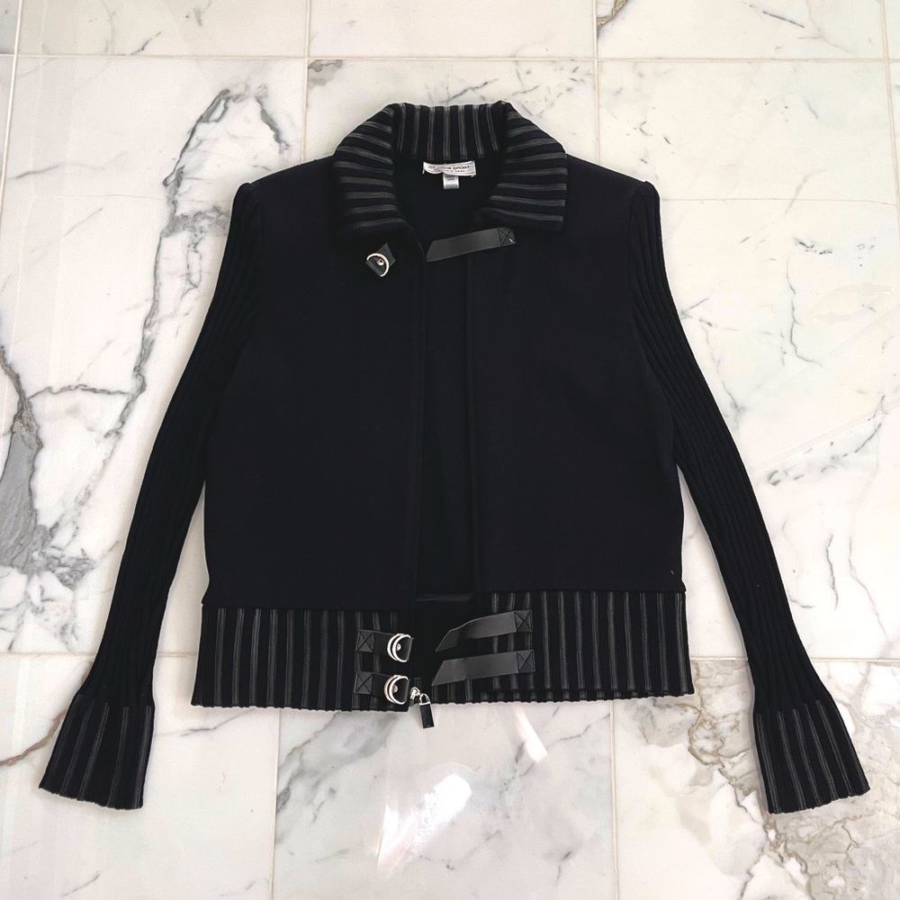 St. John Sport by Marie Gray Black Knit Zip Up Jacket